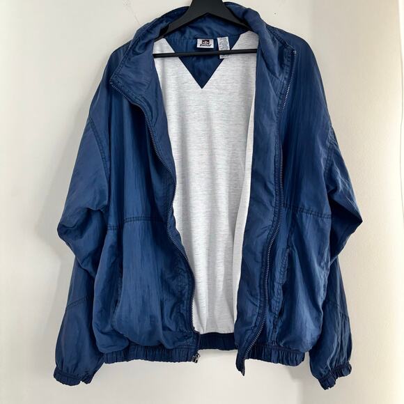 Vintage Franklin Sports Full Zip Windbreaker Navy Blue Size Large - Picture 3 of 7